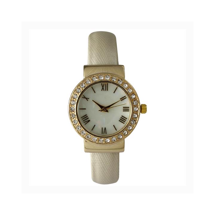 Olivia Pratt Womens Gold-tone White-dial Cuff Watch