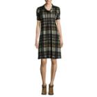Jessica Howard Short-sleeve Cowl Plaid Shift Dress