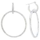Sparkle Allure Sparkle Allure Crystal Earrings Clear Pure Silver Over Brass 50mm Round Hoop Earrings