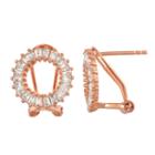 Lab Created White Sapphire 14k Rose Gold Over Silver 12.4mm Hoop Earrings
