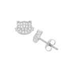 Round White Cubic Zirconia Sterling Silver Stud Earrings