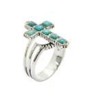 Silver Elements By Barse Womens Lab Created Turquoise Blue Sterling Silver Cross Cocktail Ring