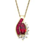 Lab-created Ruby And Lab-created White Sapphire 14k Gold Over Sterling Silver Pendant
