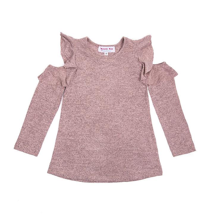 Mayah Kay Fashion Ruffled Open Shoulder Tunic