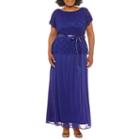 Blu Sage Short Sleeve Lace Evening Gown - Plus