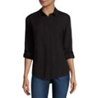 Liz Claiborne Long-sleeve Roll-tab Rayon Blouse