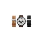 Mens Brown And White Interchangeable Strap Watch Set Amin5105s100-078