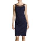 Studio 1 Sleeveless Wood Necklace Trim Lace Sheath Dress