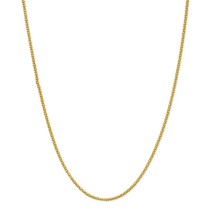 Made In Italy 24k Gold Over Silver Sterling Silver Solid 18 Inch Chain Necklace