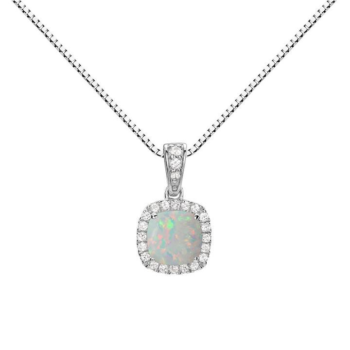 Womens Lab Created Multi Color Opal Sterling Silver Round Pendant Necklace