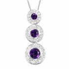 Genuine Amethyst And Lab-created White Sapphire Sterling Silver Graduating Circles Pendant Necklace