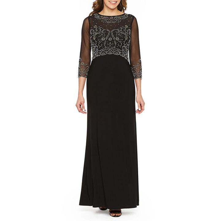 Jackie Jon 3/4 Sleeve Beaded Ball Gown