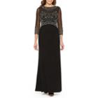 Jackie Jon 3/4 Sleeve Beaded Ball Gown