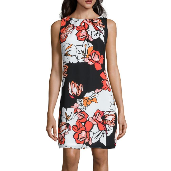 Worthington Sleeveless Pleat Neck Shift Dress