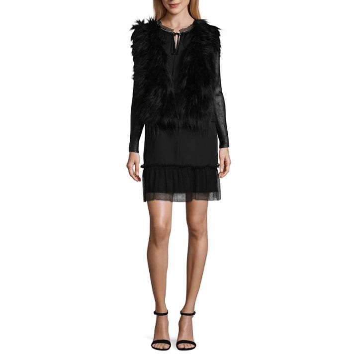 Libby Edelman Faux Fur Moto Jacket