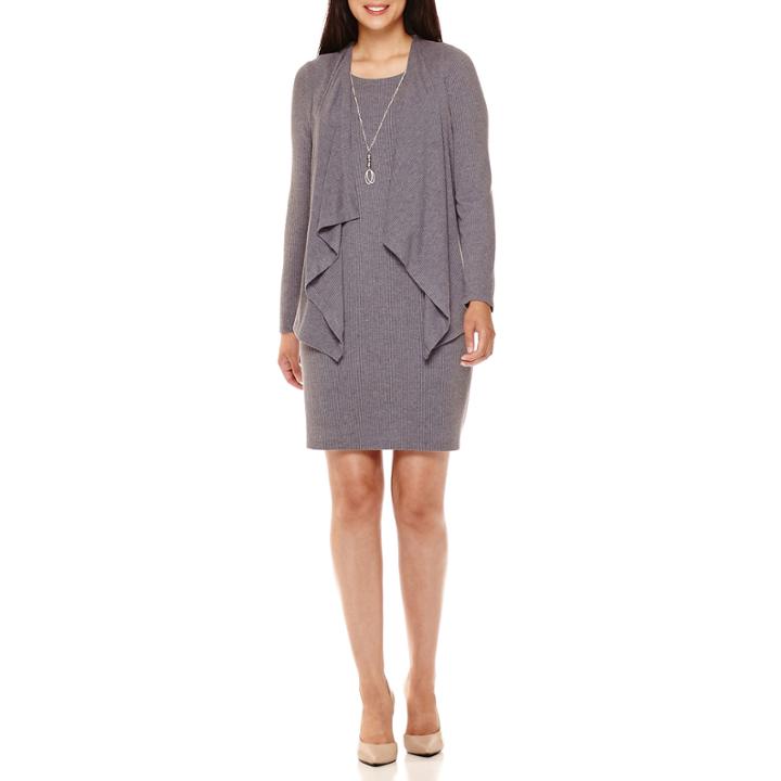R & K Originals Long-sleeve Necklace Jacket Dress - Petite