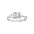 3/8 Ct. T.w. Diamond And Lab-created Sapphire 10k White Gold Bypass Bridal Ring