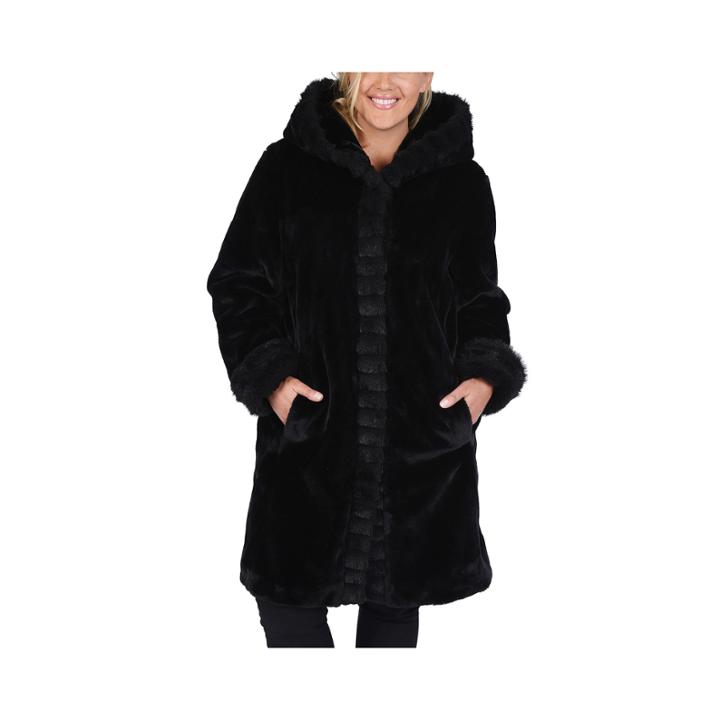 Excelled Faux-fur Short Solid Coat - Plus