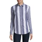 Belle + Sky Long Sleeve Cowl Back Button Down Shirt