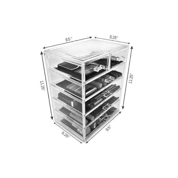 Sorbus Acrylic Cosmetics Makeup And Jewelry Storage Case Display- 4 Large And 2 Small Drawers Space- Saving