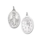 Sterling Silver Oval Miraculous Medal Charm Pendant