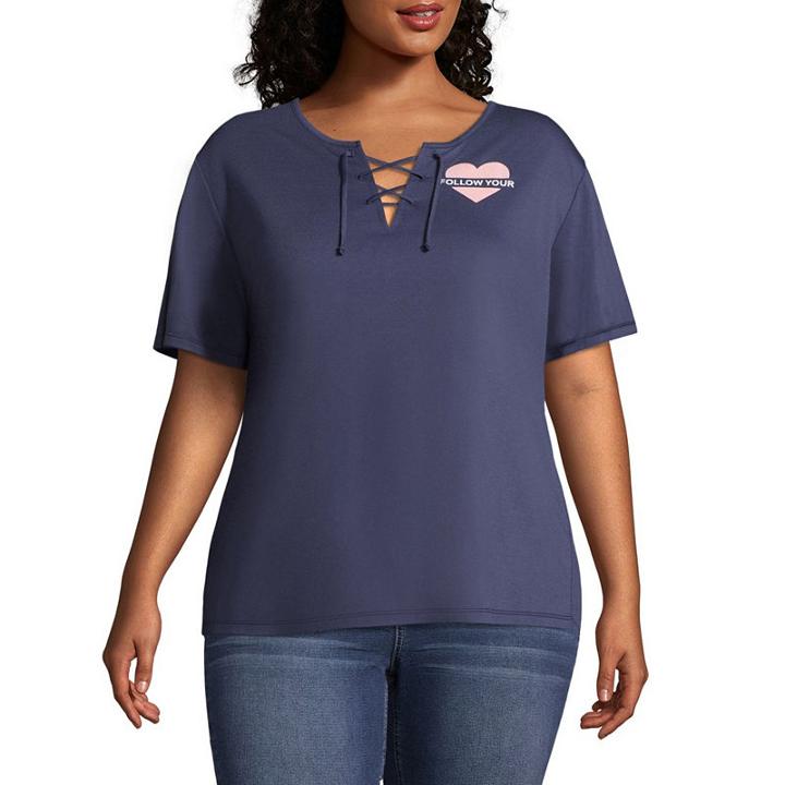 Follow Your Heart Lace Up Tee - Juniors Plu
