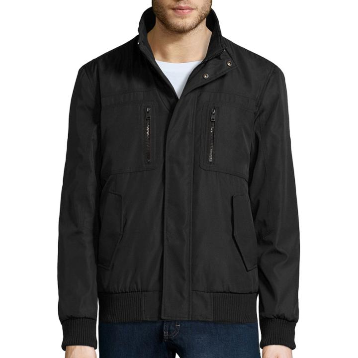 Claiborne Ripstop Stand Collar Knit Bomber Jacket