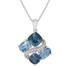 Genuine Blue Topaz & Lab-created White Sapphire Sterling Silver Pendant Necklace