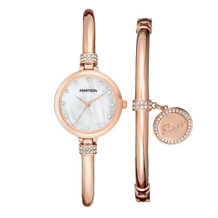 Armitron Womens Rose Goldtone 2-pc. Watch Boxed Set-75/5581mprgst
