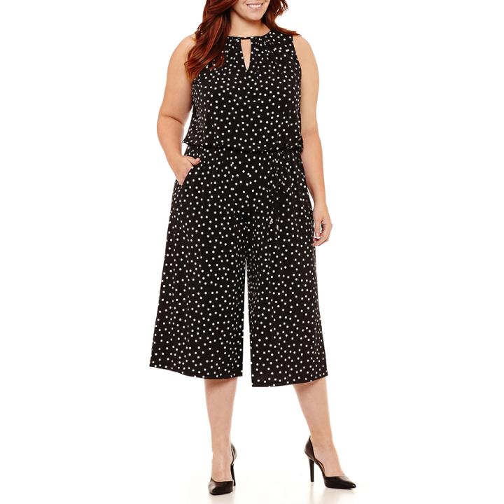 London Times Sleeveless Jumpsuit-plus