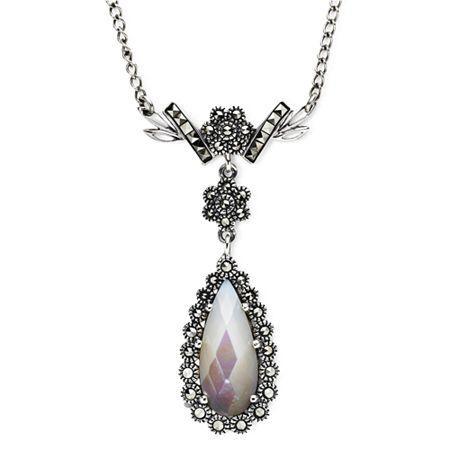 Marcasite And Mother-of-pearl Teardrop Necklace