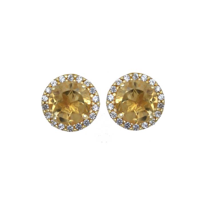 Genuine Citrine And Lab-created White Sapphire Halo Earrings