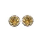Genuine Citrine And Lab-created White Sapphire Halo Earrings