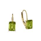 Genuine Peridot 14k Yellow Gold Emerald-cut Earrings