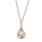 Womens Pink Morganite 10k Rose Gold Pendant Necklace