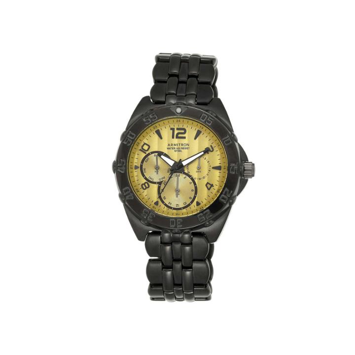 Armitron All-sport Mens Black Stainless Steel Watch 20/4664gdti