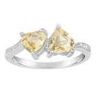 Womens Yellow Citrine Sterling Silver Bypass Ring