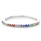 Silver Treasures Pave Rainbow Stackable Womens Multi Color Sterling Silver Stackable Ring