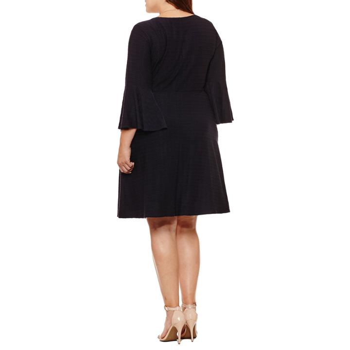 Alyx Long Sleeve Stripe Fit & Flare Dress-plus