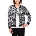 Alfred Dunner Upper East Side Lightweight Zebra Softshell Jacket-petites