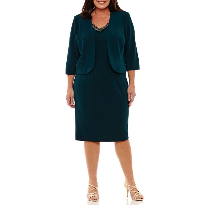 Maya Brooke 3/4 Sleeve Jacket Dress - Plus