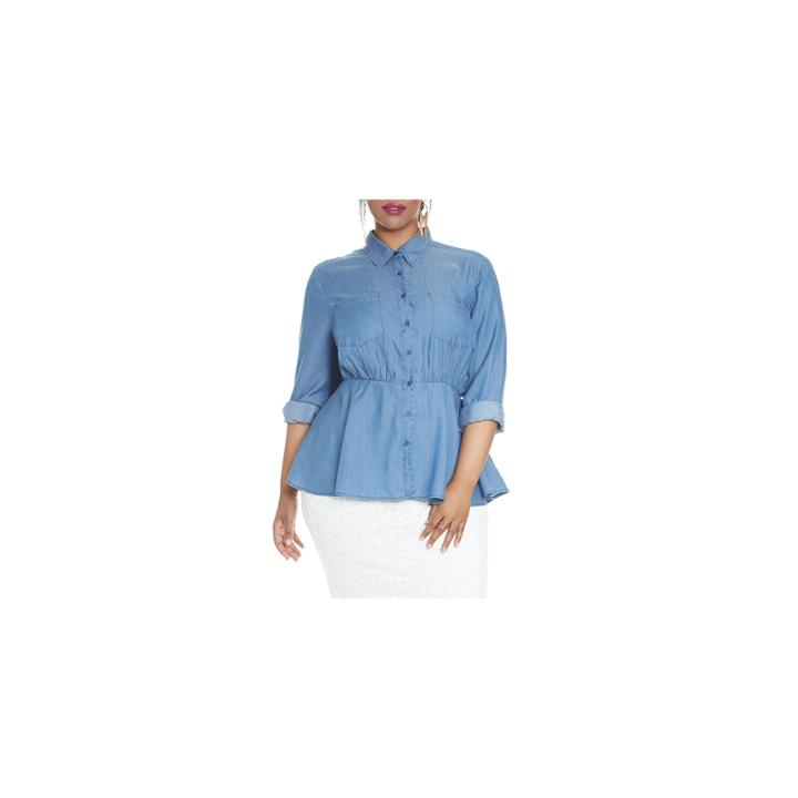 Fashion To Figure Carla Denim Peplum Top-plus