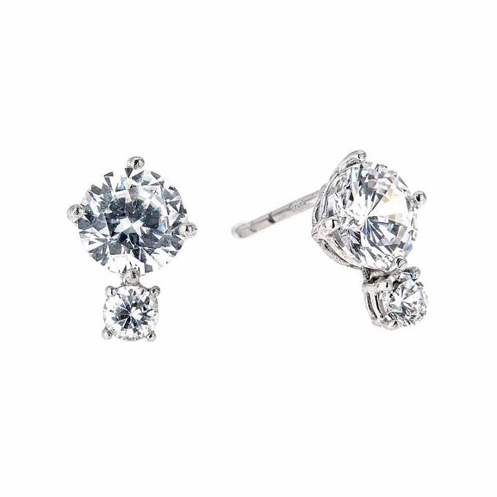 White Cubic Zirconia 14k Gold 10mm Stud Earrings