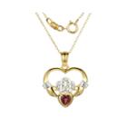 Heart-shaped Genuine Garnet And Diamond-accent Claddagh Pendant Necklace