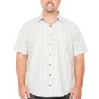 Van Heusen Short Sleeve Traveler Air Plaid Button-front Shirt-big And Tall