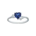 Lab-created Blue Sapphire And Genuine White Topaz Sterling Silver Heart-shaped Ring