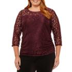 Worthington 3/4 Sleeve Lace Blouse - Plus
