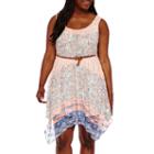 Love Reigns Sleeveless Print Lace Sharkbite Dress- Juniors