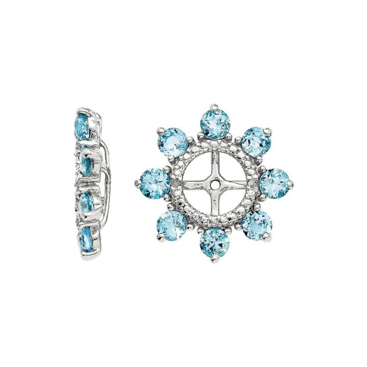 Genuine Swiss Blue Topaz And Diamond Accent Sterling Silver Earring Jackets