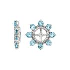 Genuine Swiss Blue Topaz And Diamond Accent Sterling Silver Earring Jackets
